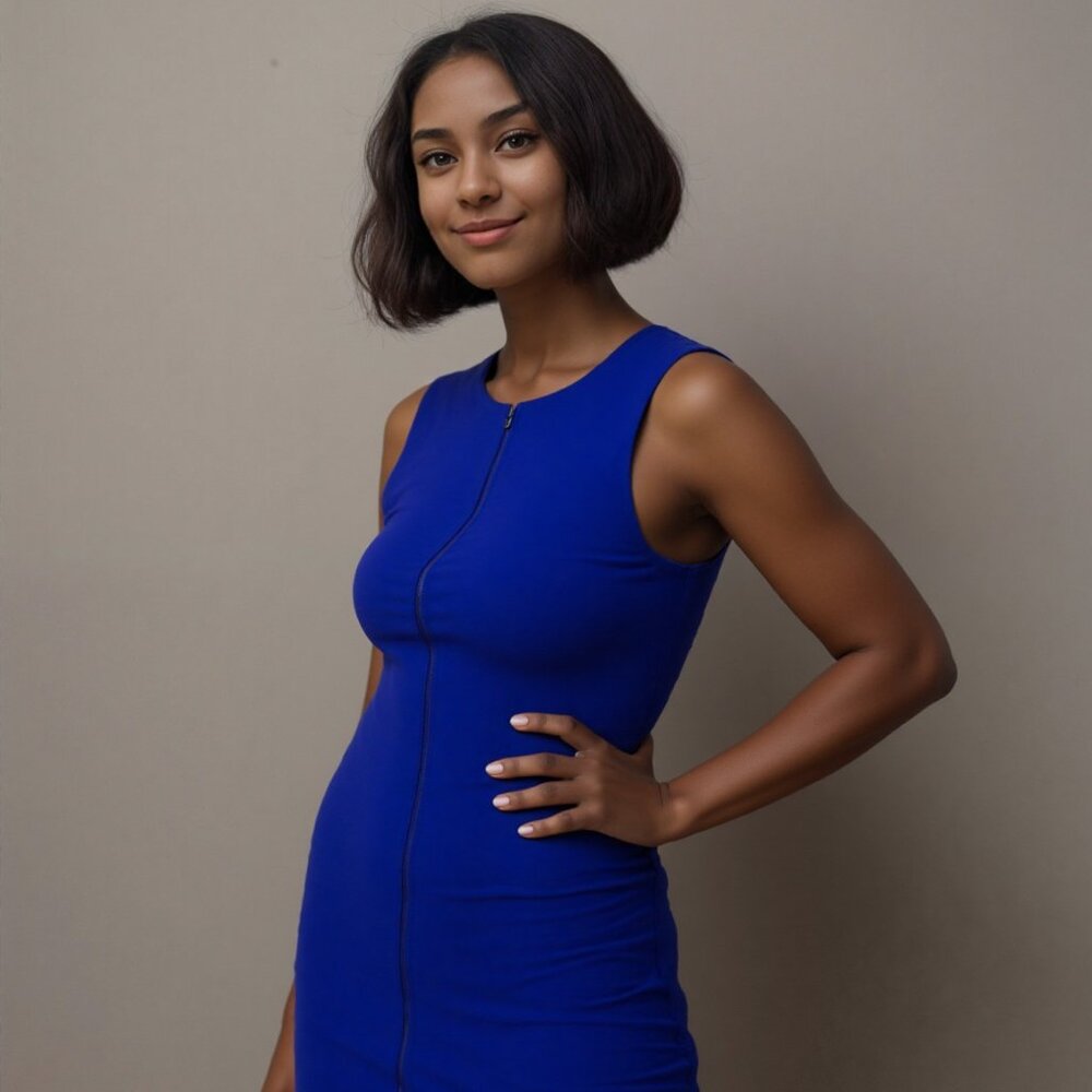 Banana Republic Zip Up Blue Sleeveless Sheath Dress Sz 14